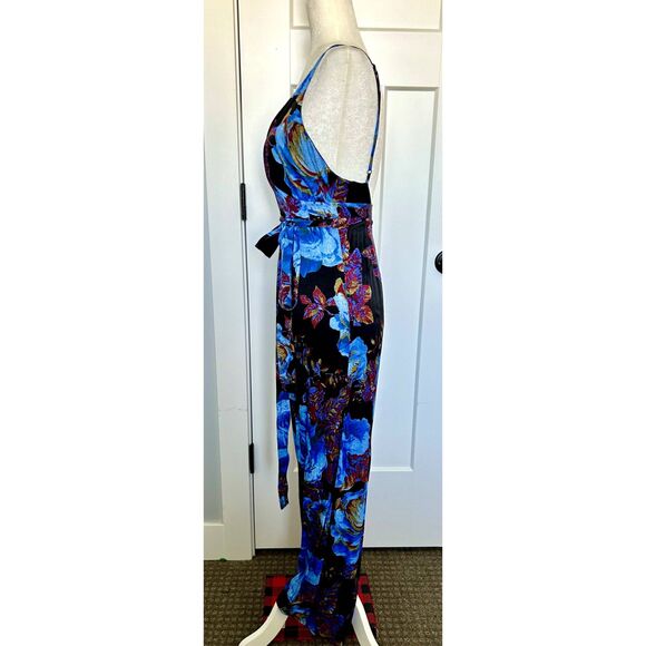 FREE PEOPLE Floral Sleeveless Strappy Wrap Jumpsuit Women's Size 2 Rayon Viscose - Picture 5 of 10